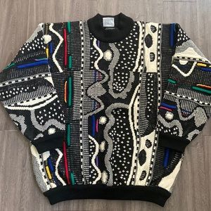 COOGI Cuggi Wool 3D Vintage Sweater Sz XL 90s Hip Hop Black Pullover Rap Color…